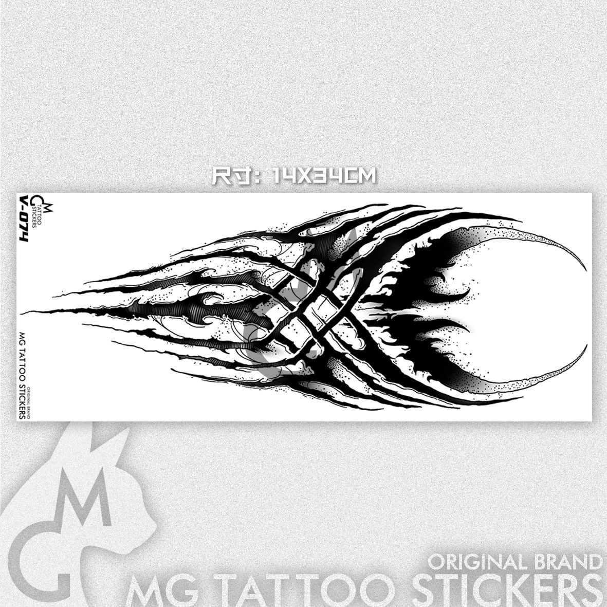 Gothic Tattoos Mystic Totem Temporäre Tattoos für Frauen Mann Arm Bein Kunst Tattoo Wasserdichte Tattoo Aufkleber Geometrie Fake Tattoo – Detail 3