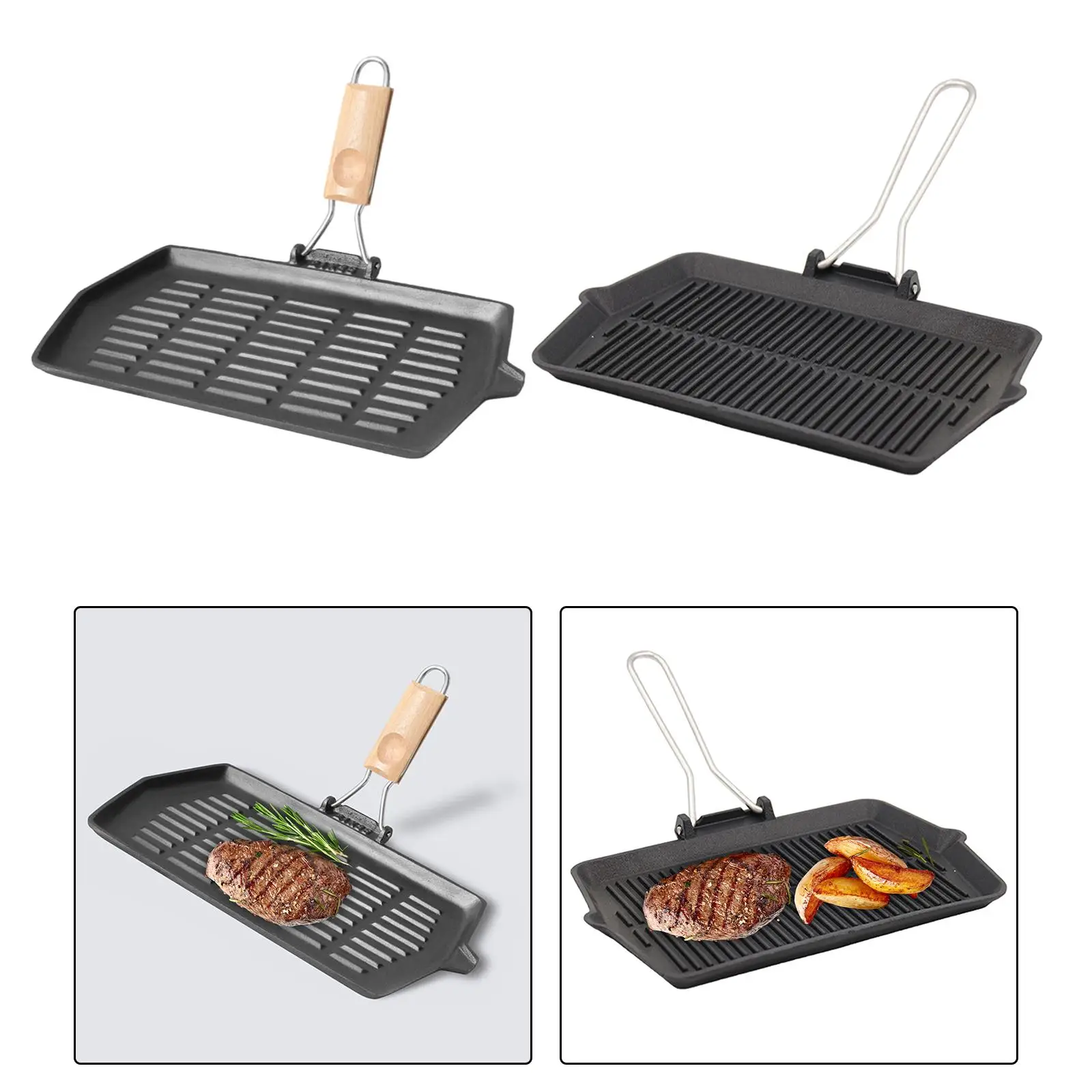 Steak Pan for Meat, Fish and Vegetables Grill Pan Frying Pan Griddle Pan for Restaurant Indoor Outdoor Household Kitchen
