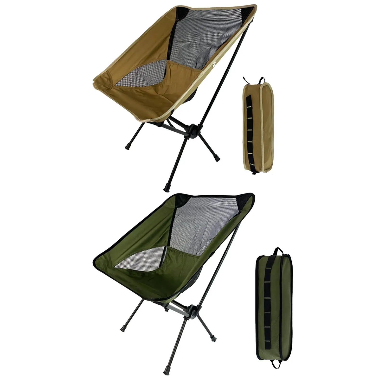 Folding Camping Chair High Back for Backpacking Beach with Storage Bag