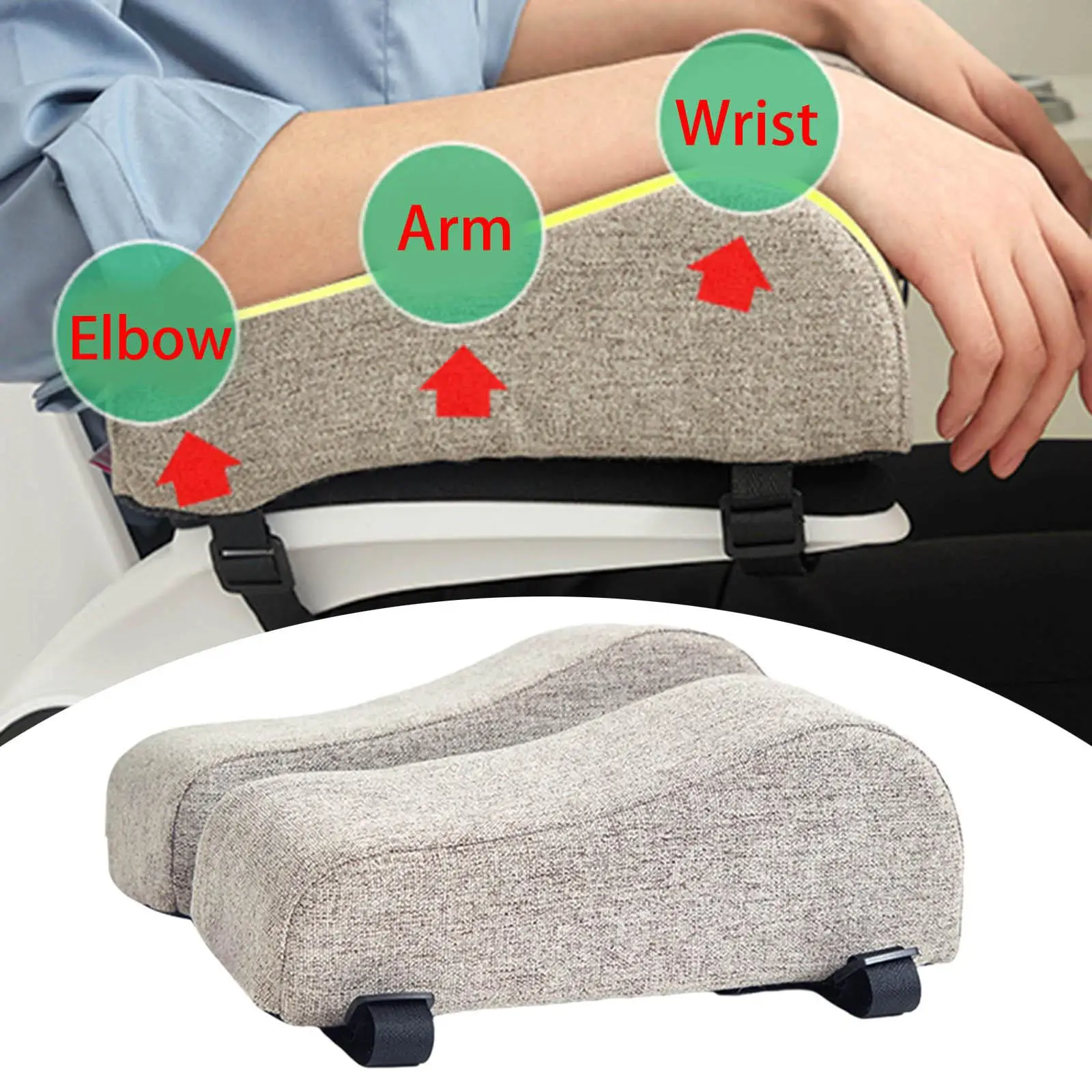 Chair Arm Pad Pressure Relief Soft Comfort Arm Rest Pad Elbow Armrest Cover Pads for Wheelchair Office Chair Gaming Chair