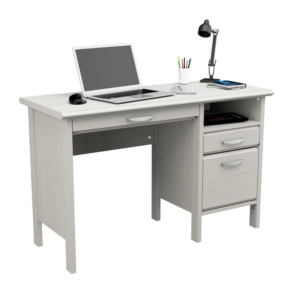 Description Picture 3 of itemLaminate Computer Desk with 2 Drawers and Open Storage, Washed Oak