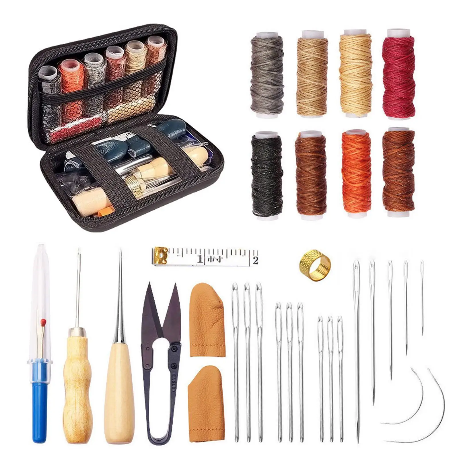 32Pcs Leather Craft Tool Kit Leather Crafting Tools and Supplies Large Eye Stitching Needles Crafting Projects Adults Gifts