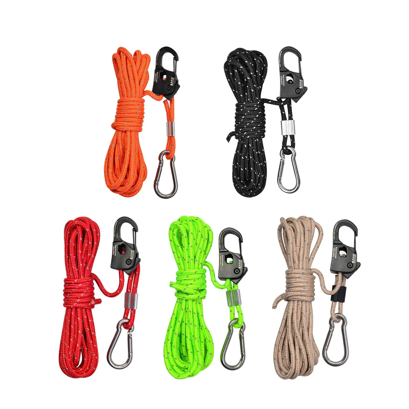 4mm Tent Guy Rope with Pulley Tent Wind Rope for Outdoor Camping Awning