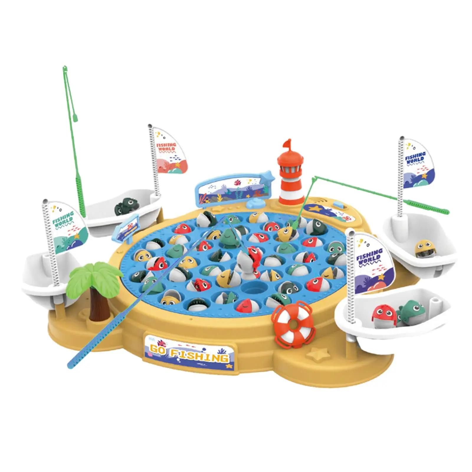 Rotating Fishing Game Toy Novelty including Fishes and Fishing Poles Rotating Board Game for Children Kids Girls Birthday Gifts