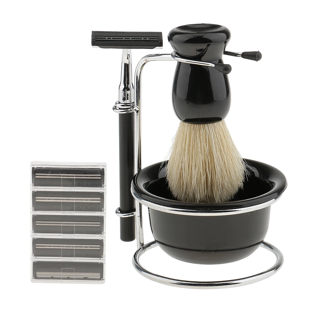Beard Shaving Kit Shave Badger Brush+ Stand +Soap Bowl Mug +Razor+ Set