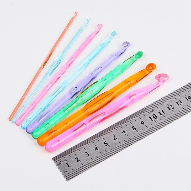 9 Stücke Kunststoff Häkelnadeln Acryl Stricknadeln Weben Häkelnadel DIY Nähwerkzeuge 3-12mm – Detail 6
