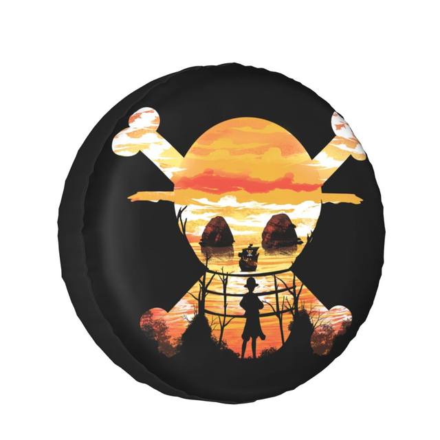 Straw Hat Pirates Flag Spare Tire Covers Custom One Piece Anime Car Ac