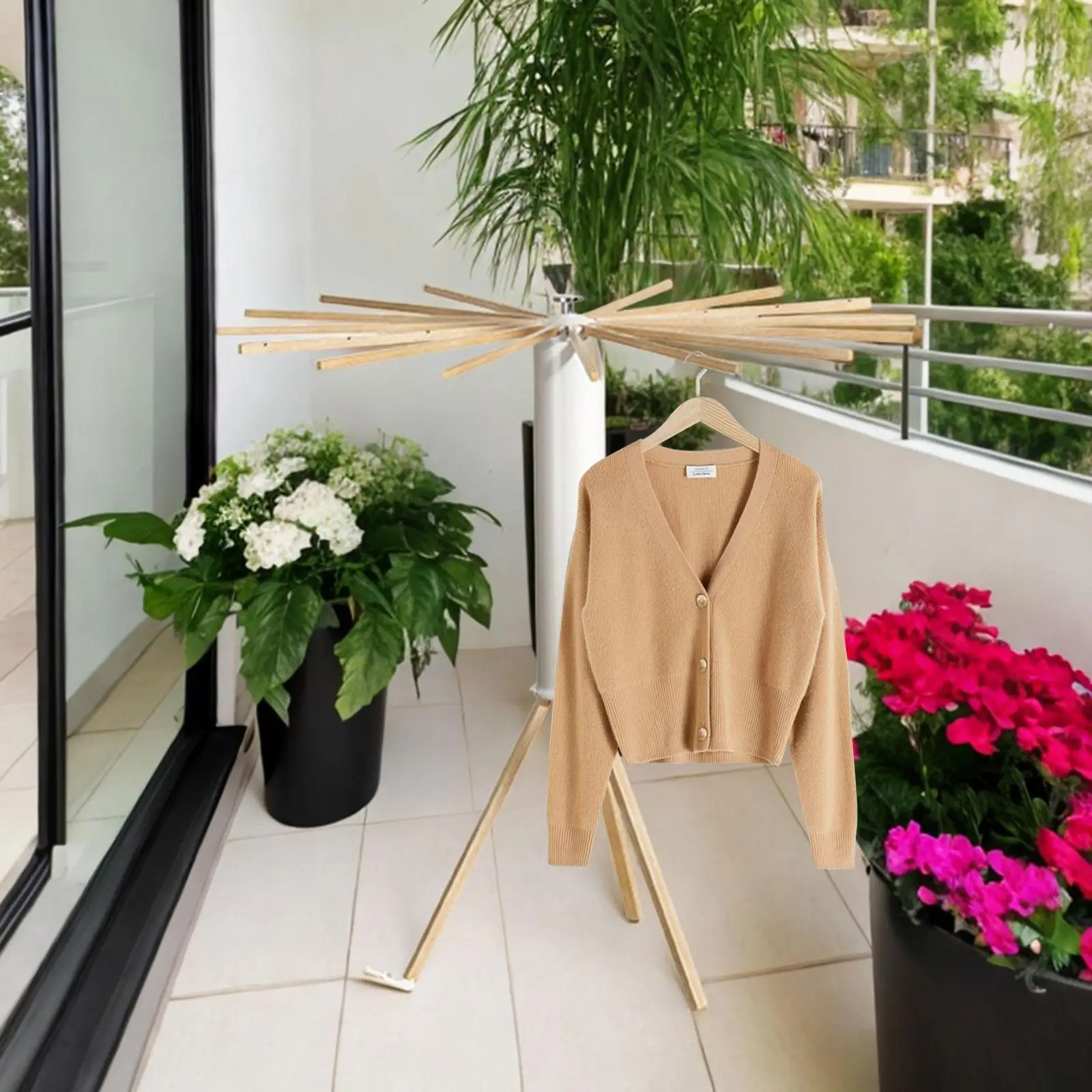 Tripod Clothes Drying Rack Folding Coat Hanger for Indoor Outdoor Travel