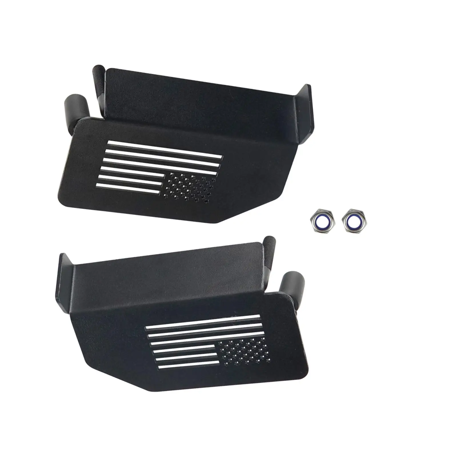 2x Door Off Foot Pegs Foot Rest Easy to Install Heavy Duty Metal with US Flag Anti Slip 120°Angle for JK JL Jt