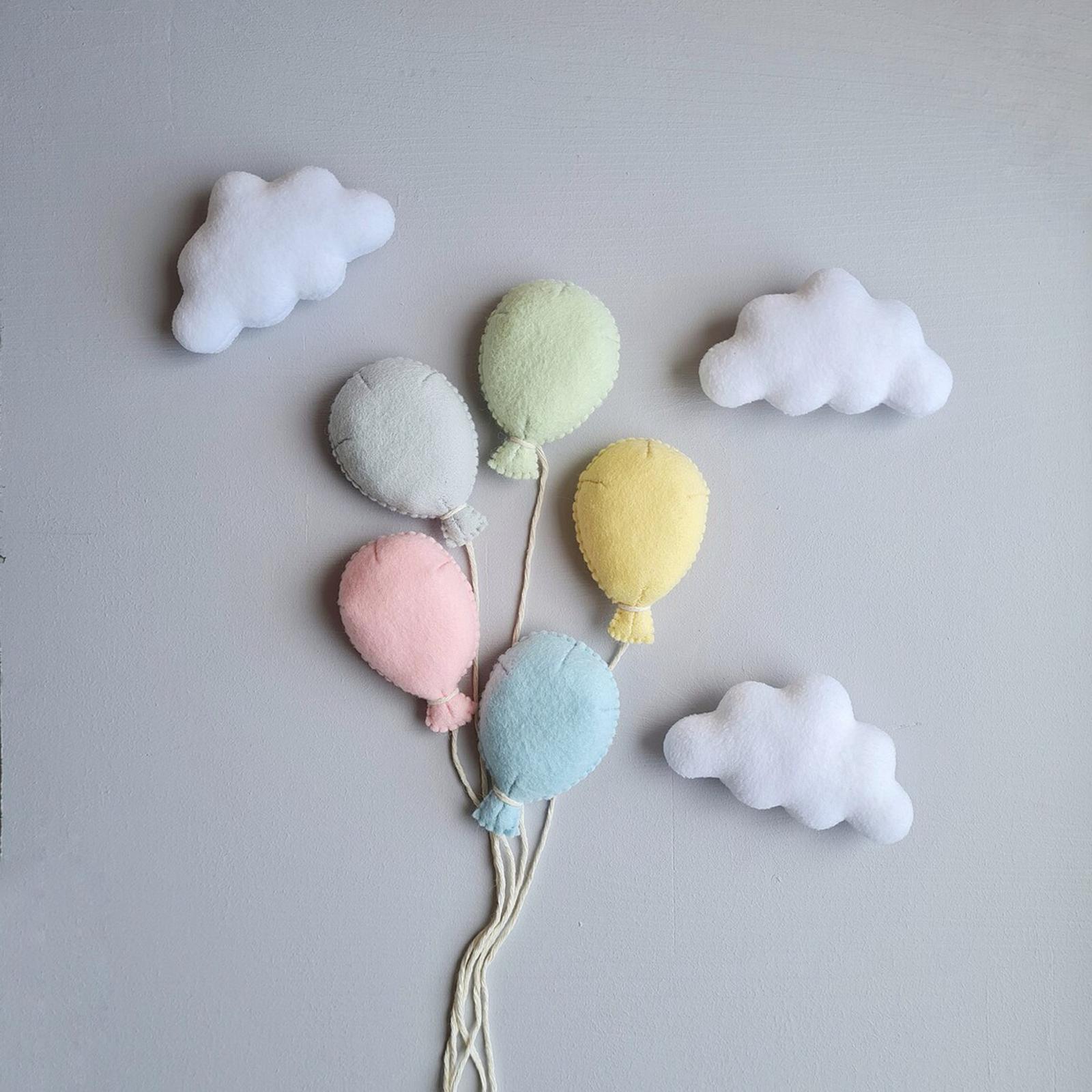 8Pcs Newborn Photo Props Photography Props Plush 3 Clouds Accessories Backdrops 5 Balloons Skin Friendly Baby Photo Props Decor