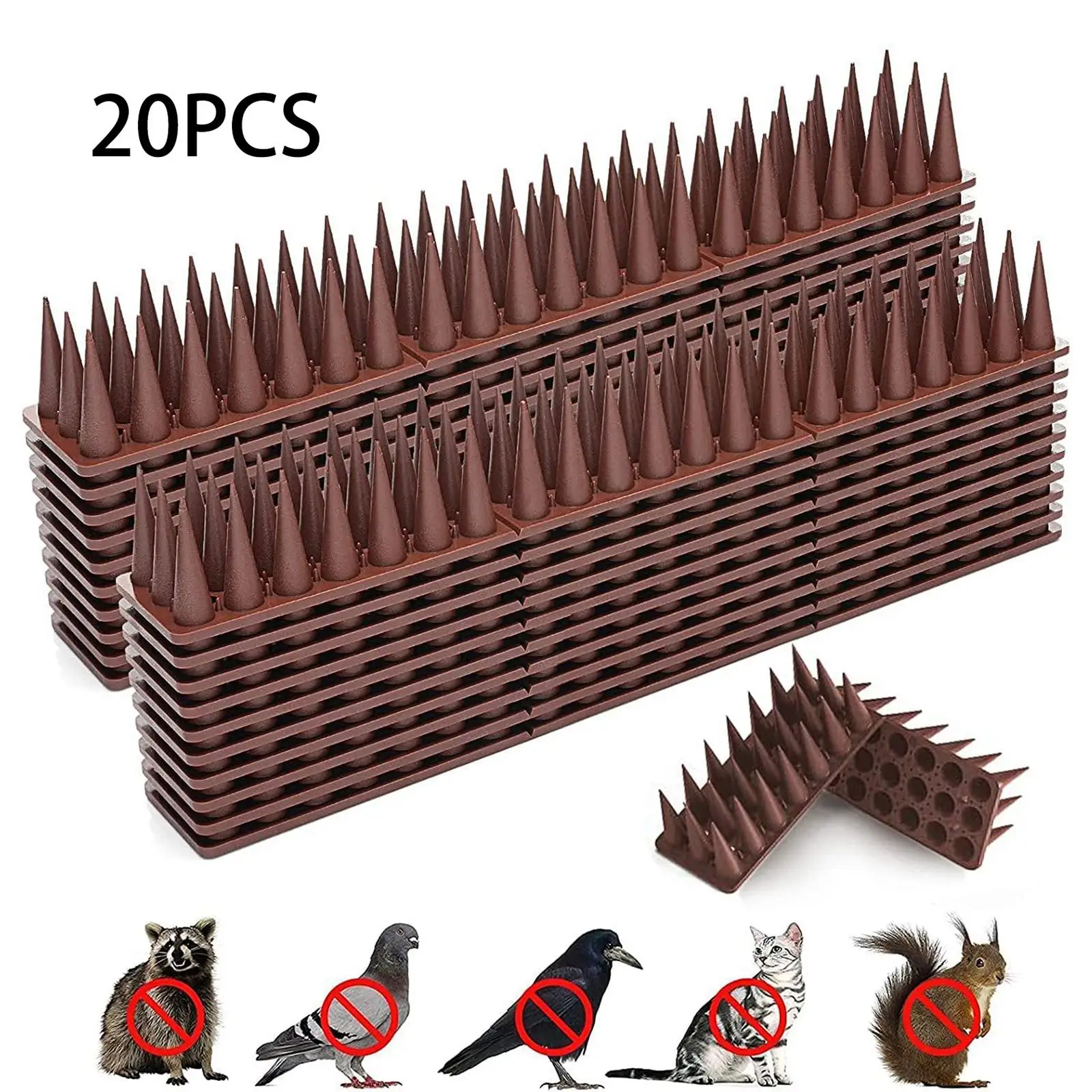 20Pcs Birdproof Spikes Anti Climb Outside to Keep Birds Away Bird Deterrent Spikes for Crow Seagull Cats Squirrel Raccoon