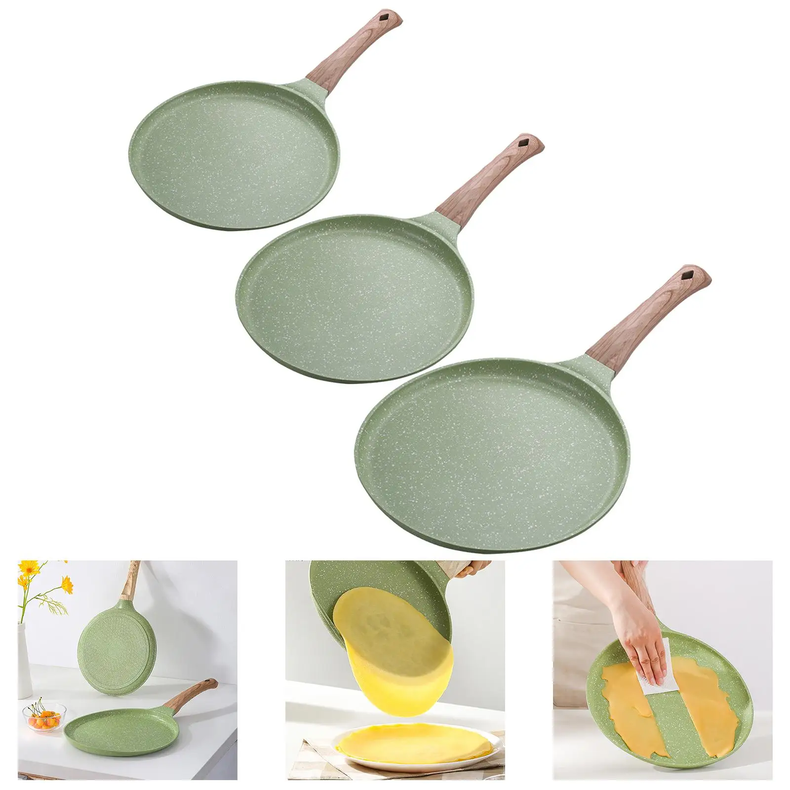 Kitchen Frying Pan Tableware Riveted Handle Cookware Utensils Griddle Nonstick Skillet for Egg Cooking Gas and Induction Cooker