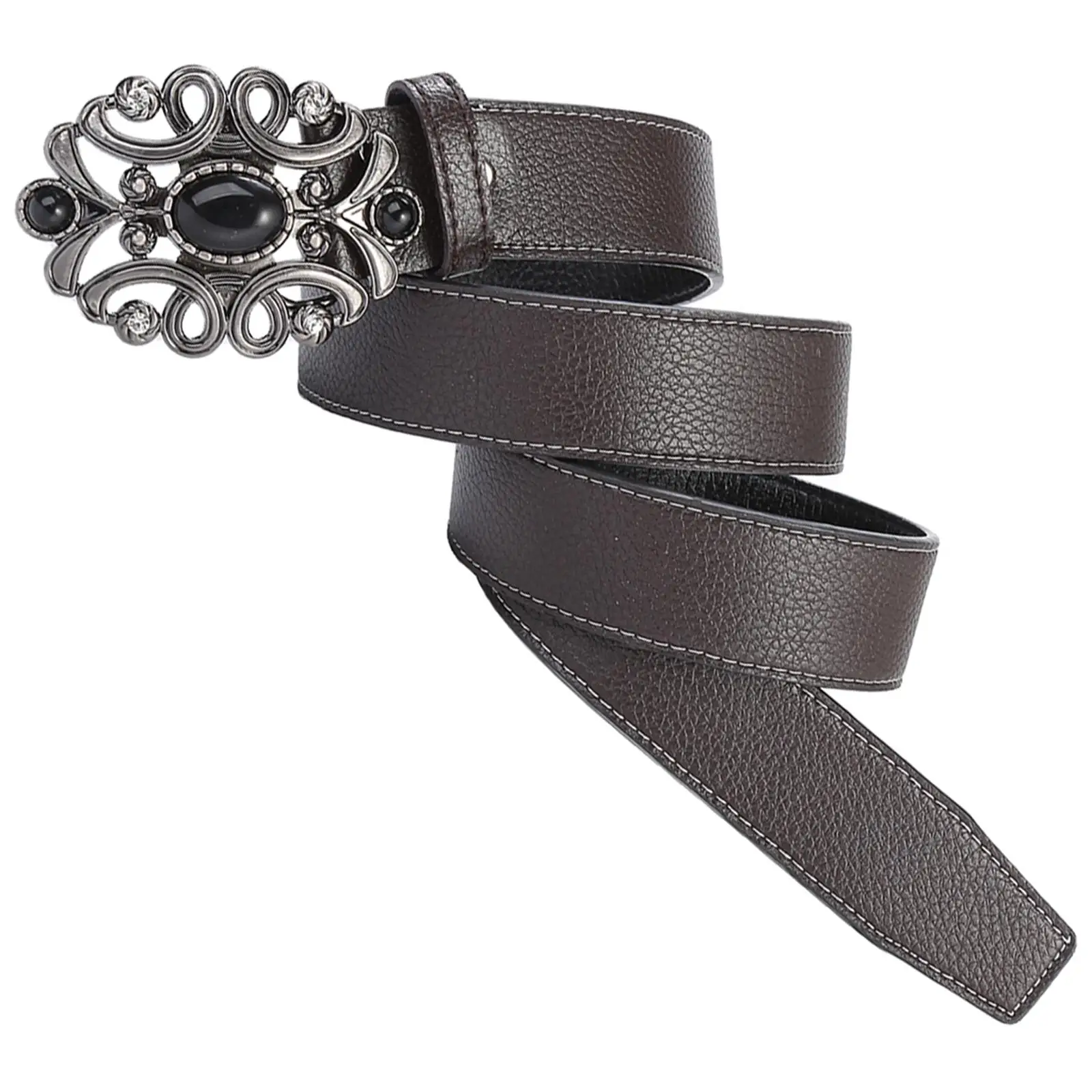 Retro Style Western Belt with Buckle Mens Belt Waist Strap Floral Engraved Buckle Belt Stone for Men Husband Gifts cowboy
