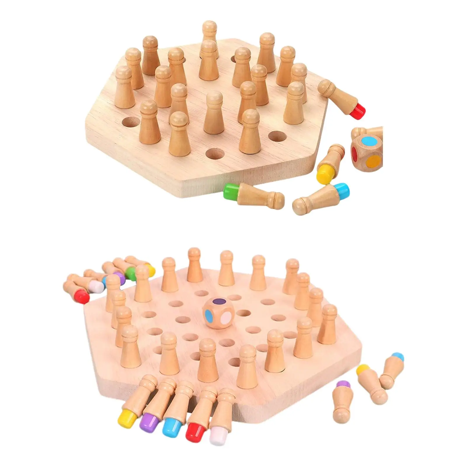 Wooden Memory Chess Montessori Toy for Age 3 and Board Game Educational Toy