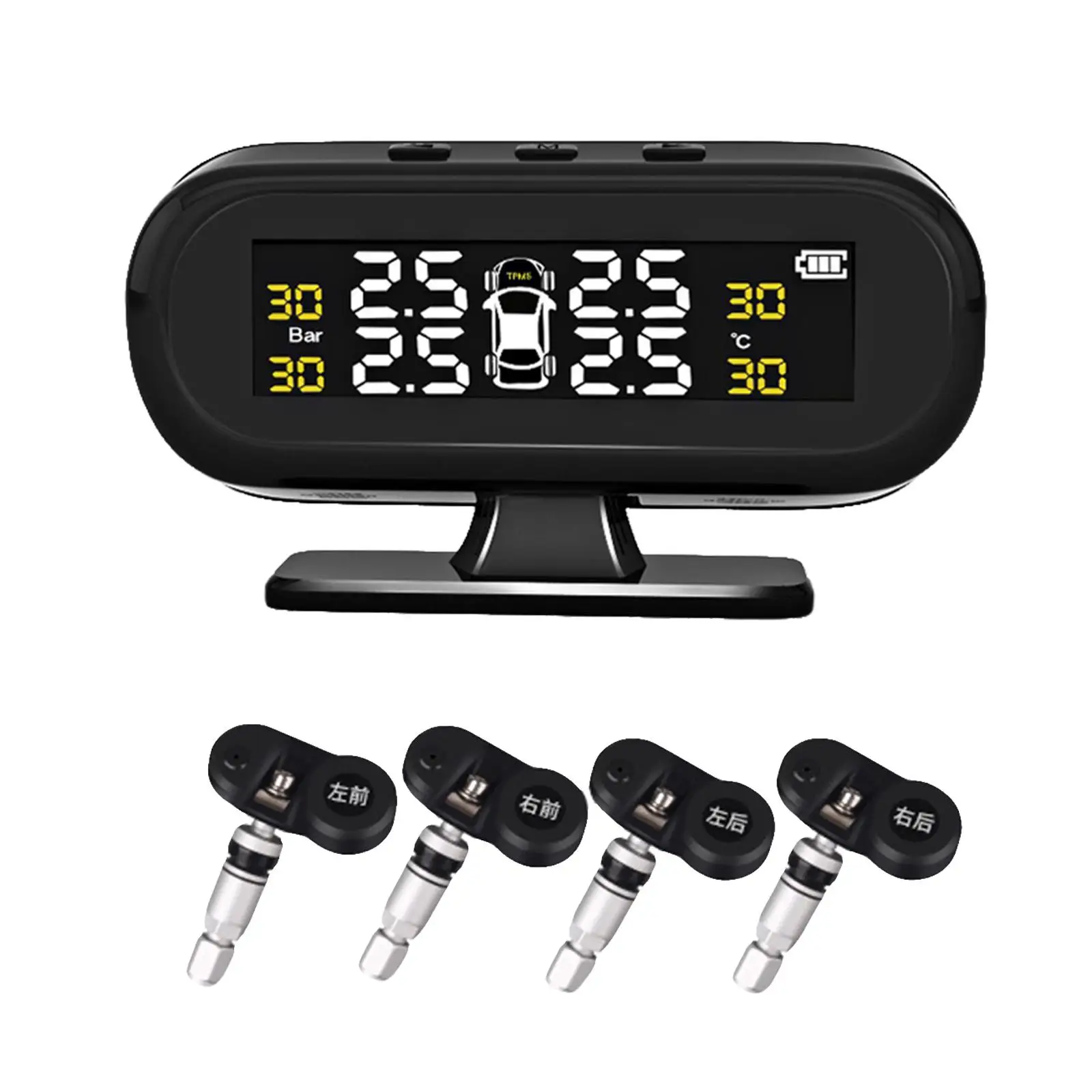 Mini TPMS Tire Pressure Monitoring System Solar Power USB Auto Safe Driving