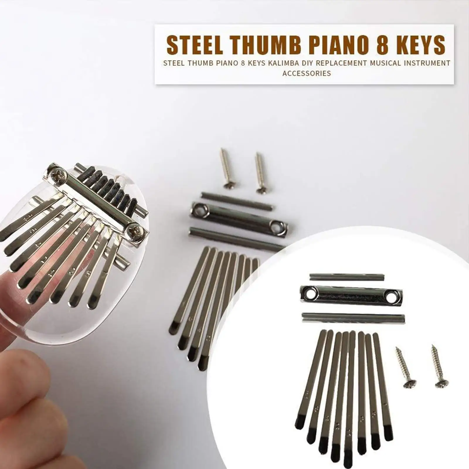 Thumb Piano  Bridge Saddle with Screws 8 Key Set DIY Spare Parts Key of 