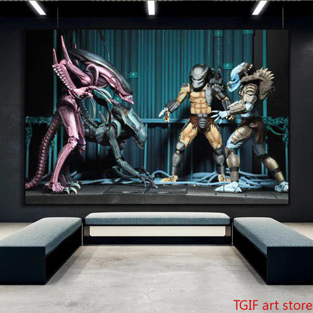 diantu Alien vs. Predator game background wall painting custom large-scale  mural green silk cloth wallpaperpapel de parede - AliExpress