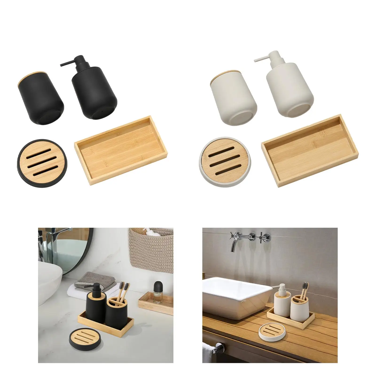 4Pcs Bathroom Accessories Set Bathroom Decor for Homes, Hotels Include Lotion Dispenser Soap Dish Toothbrush Cup and Holder