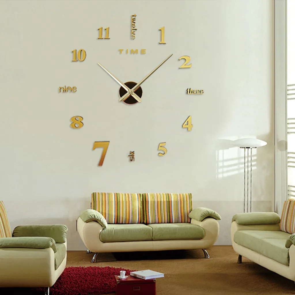 3D Wall Clock Mirror Wall Stickers Creative DIY Watch Clock Removable Art Decal Sticker Home Decor Living Room Quartz Needle Hot