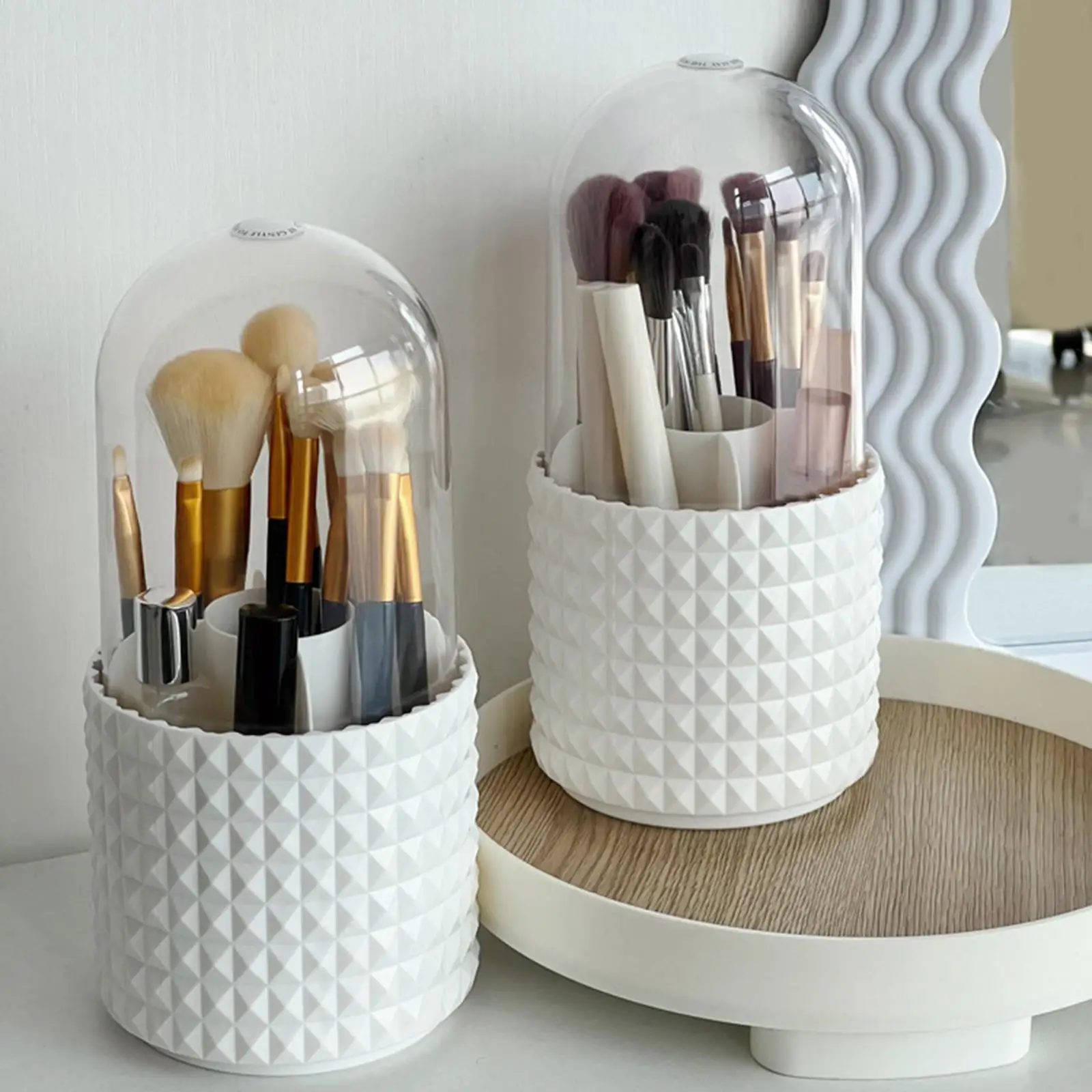 Makeup cosmetics brush Holder Pen Pencil Holder Transparent Lid for Dresser bathroom dresser countertop desk organizer box
