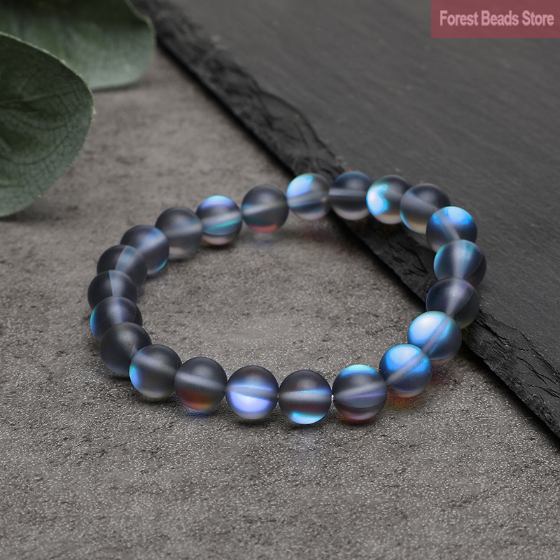 Mattgrau Blau Österreich Kristall Glitzer Mond Armband Naturstein Runde Perlen Stretch Yoga Meditation Schmuck Geschenk 6/8/10/12mm – Detail 16