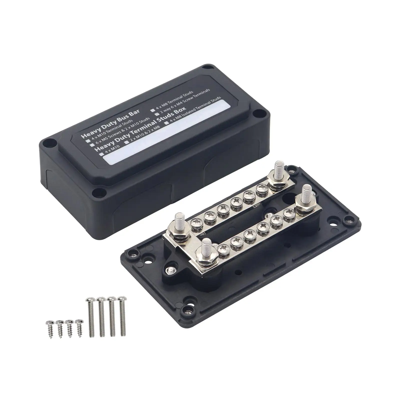 Power Distribution Block Bus Bar with Cover Accessories Replacement Terminal Stud Terminal Block for Automotive RV Boats