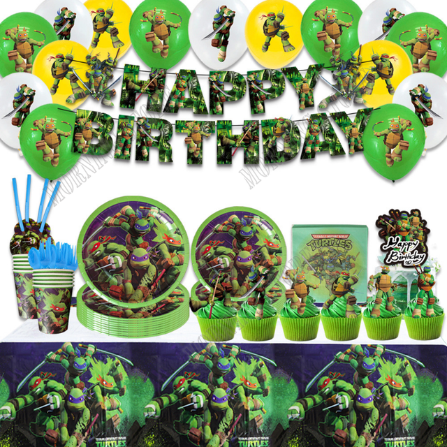 Anime Teenage Mutant Ninja Turtles Birthday Party Supplies Plate Cup  Decoration - Animation Derivatives/peripheral Products - AliExpress