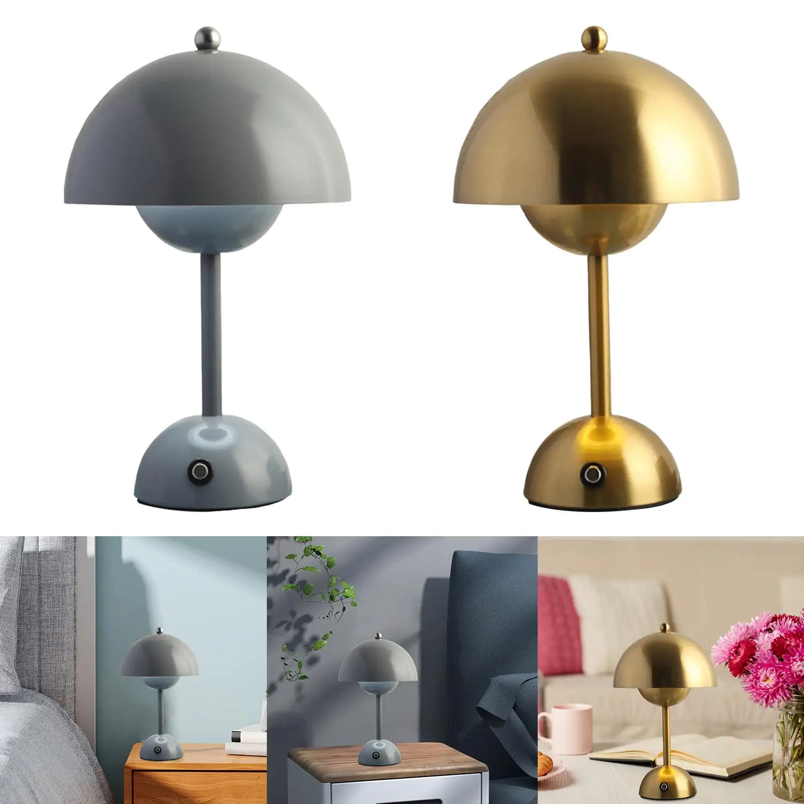 Modern Mushroom Bud Lamp Lamp LED Study Decorative Romantic Wedding Metal USB for Home Restaurant Office Living Room