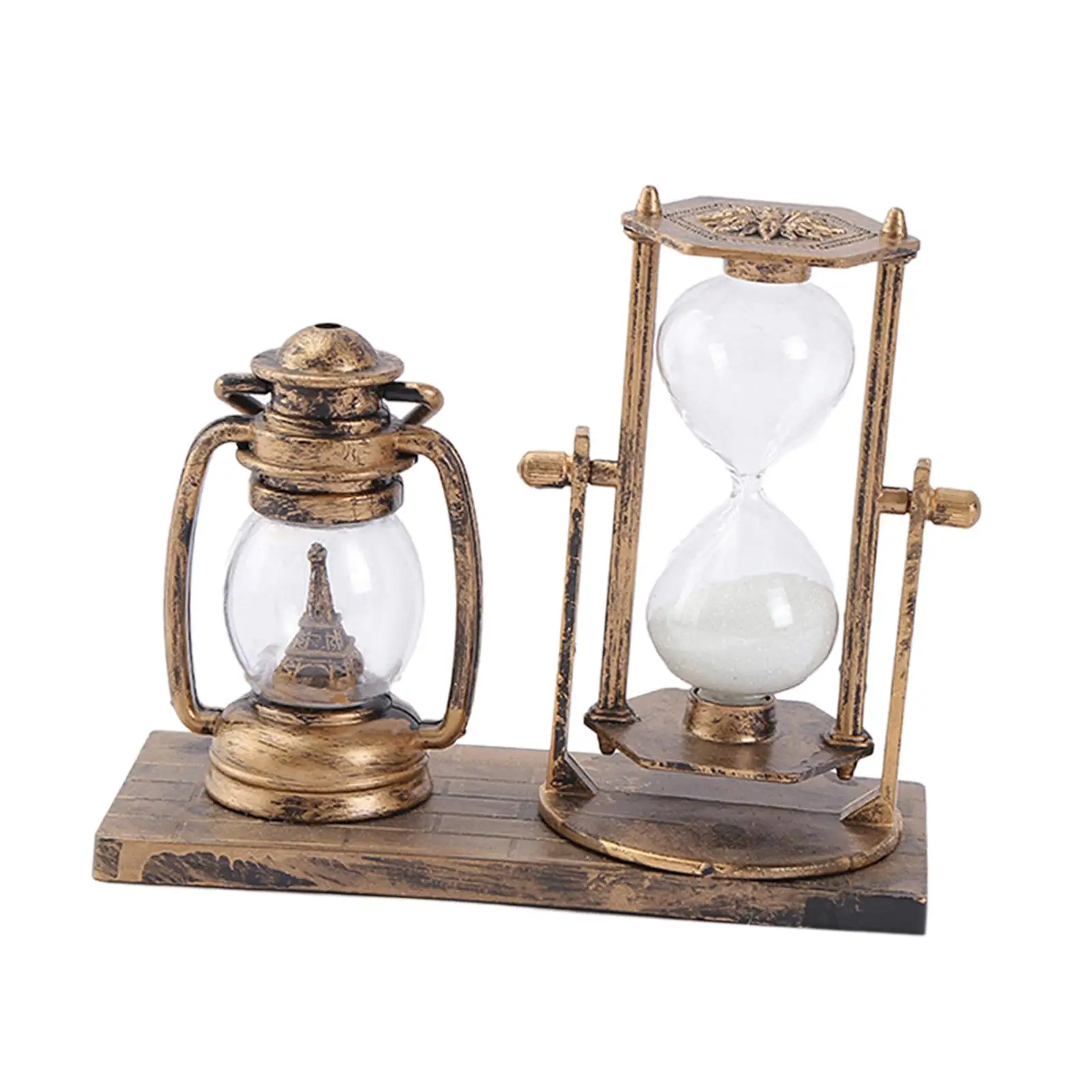 European Retro Style Lantern Hourglass Timer Decor Sandglass Table Centerpiece Creative for Desktop Office Kitchen Birthday Gift