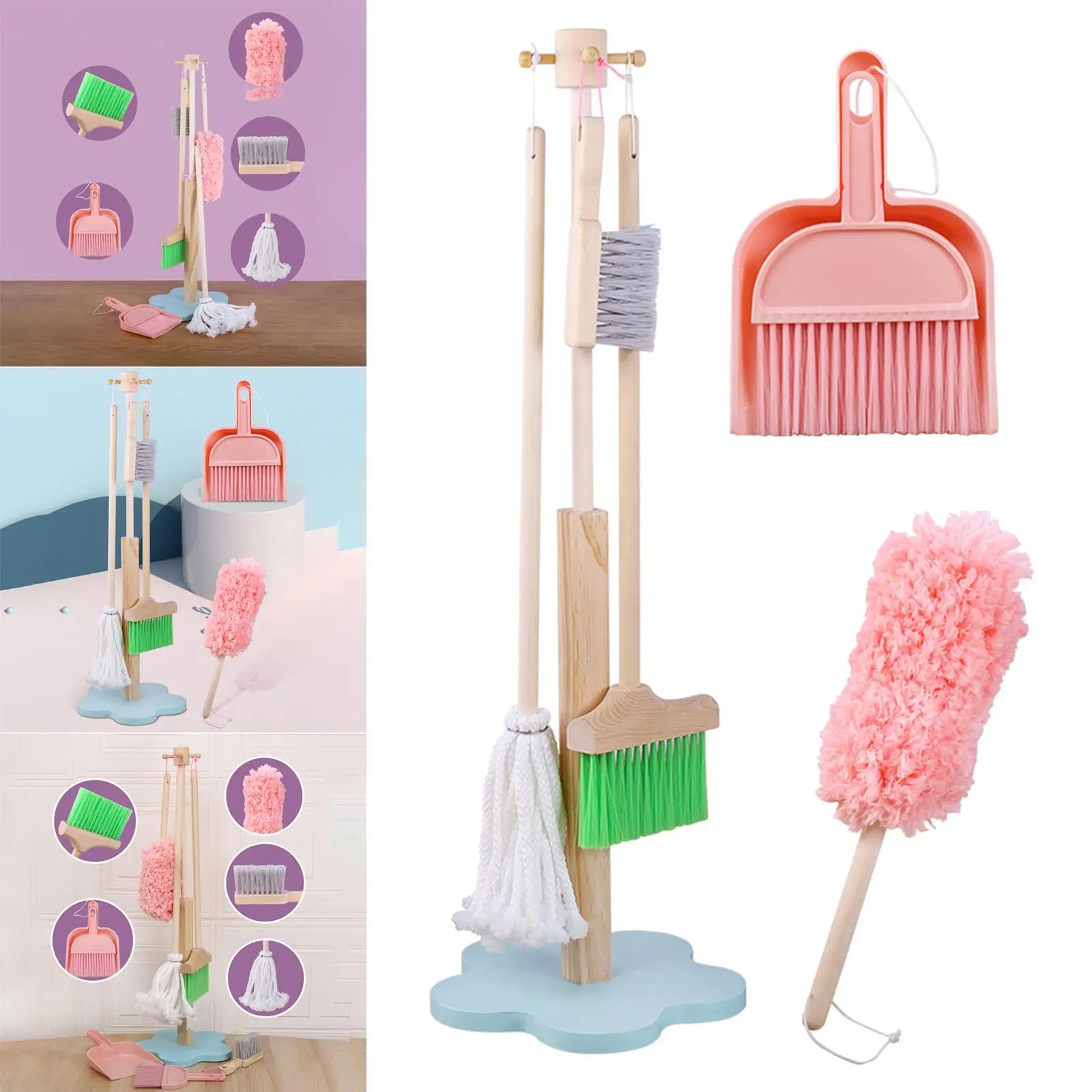 Wooden Children Cleaning Tools Duster for Kids Children Household Housework