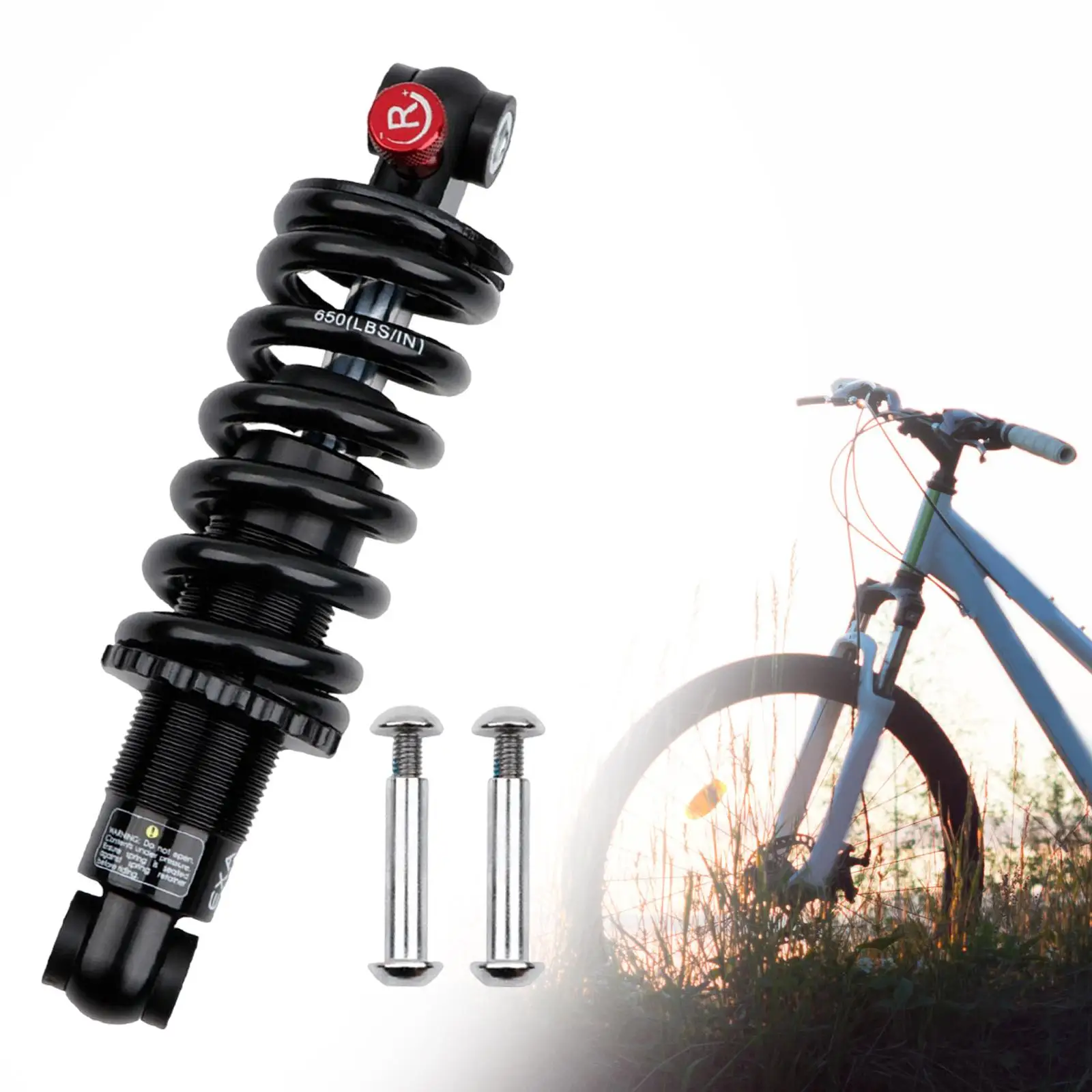 Road Bikes Damping Shocks, Bike Coil Shock Absorber, 650lbs, 165mm, Bicycle Rear Spring Shock