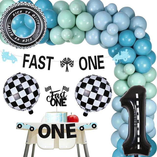 Sursurprise-Race Car First Birthday Party Decorations, One Balloon, Garland  Kit with Racing Theme, 1st Birthday