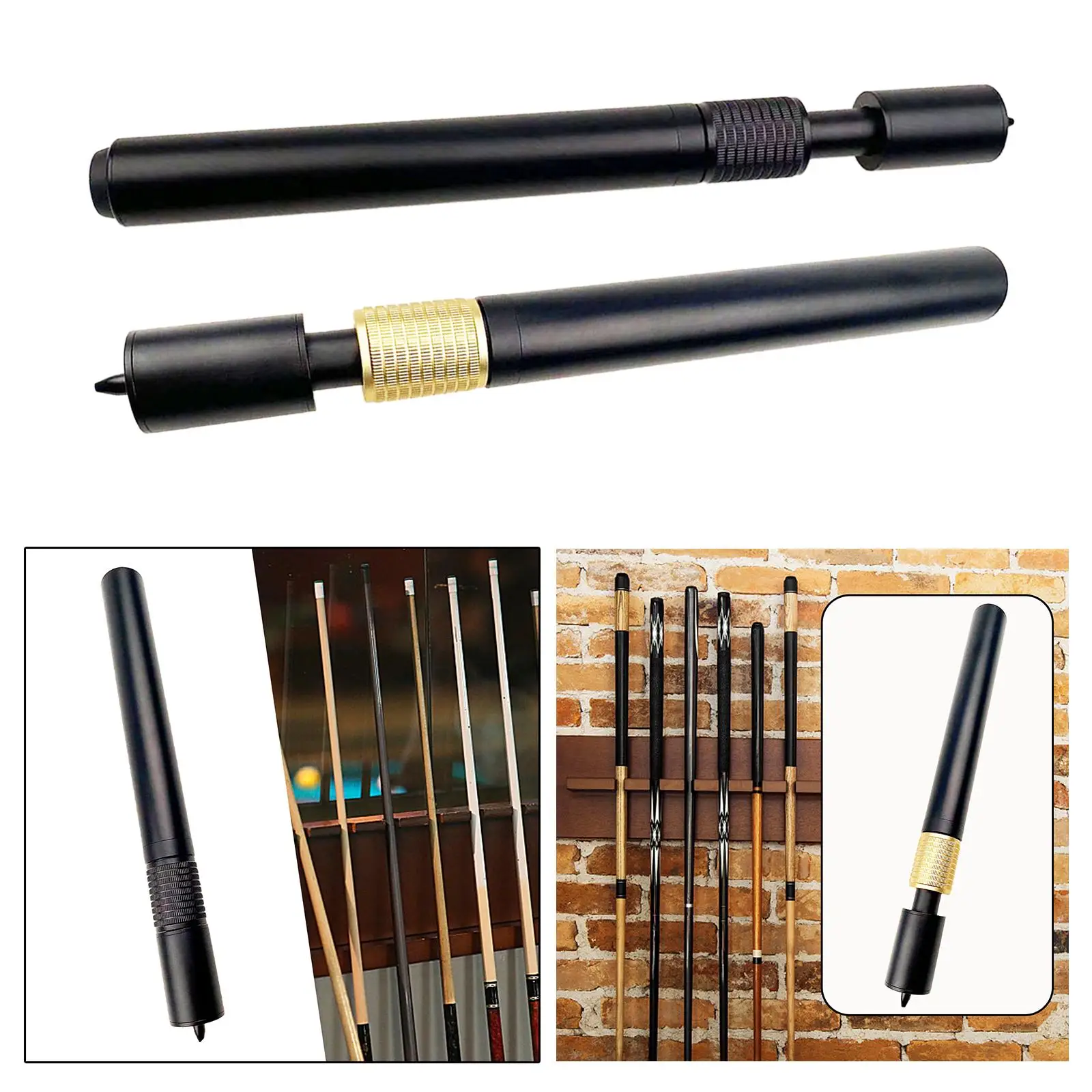 Telescopic Billiards Pool Cue Extension Compact Cue End Lengthener for Outdoor Snooker Billiard Practice Athlete Enthusiast