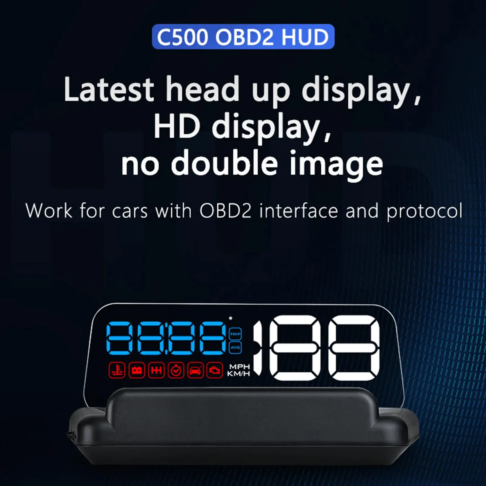 Head up Display Water Temp Alarm Overspeed Alarm Smart Tired Alarm 3D HUD Projection Windshield Projector for All Cars