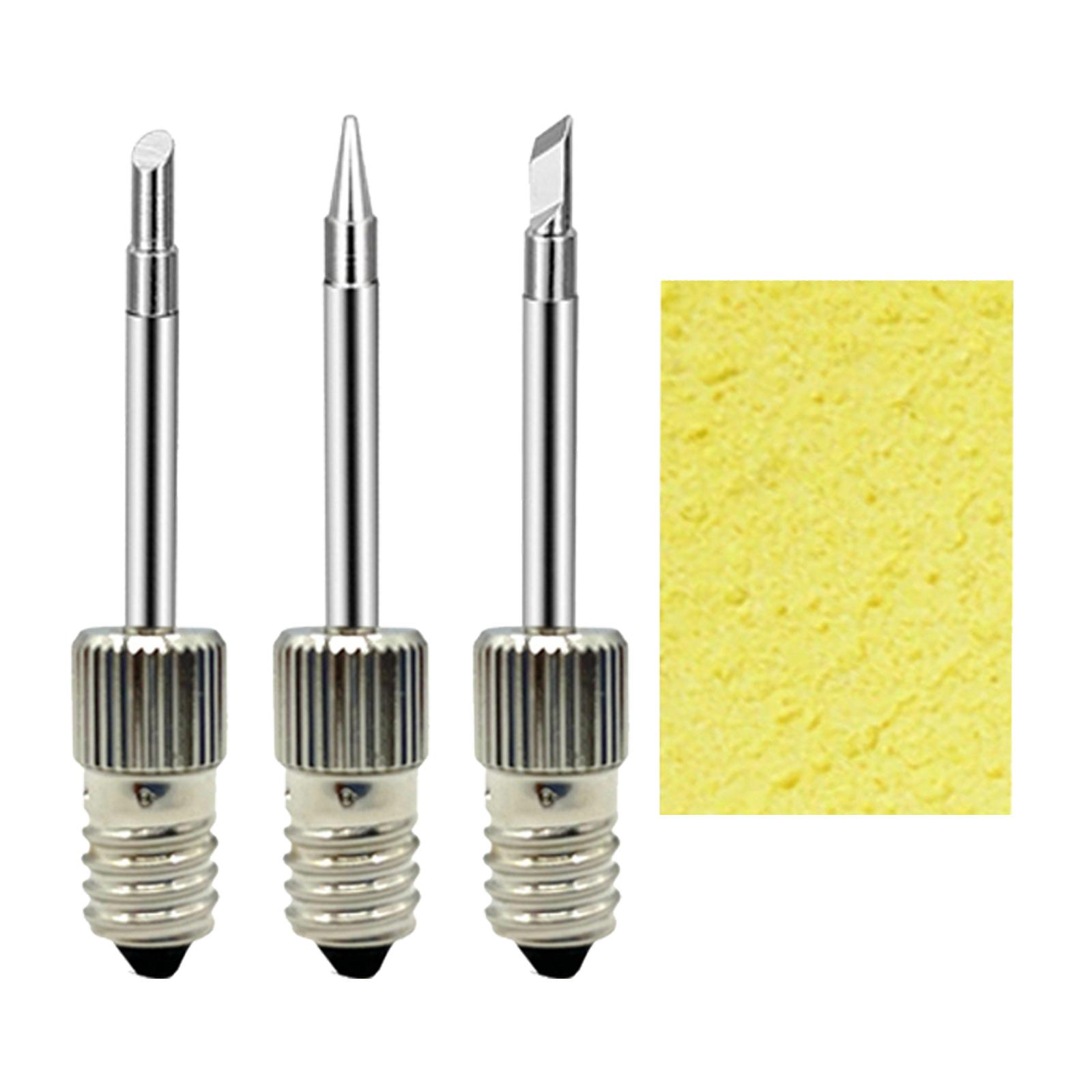 3 Pieces Brass Soldering Tips Threaded Soldering head with Cleaning Sponge Welding Soldering Tips for Soldering Tips Tools