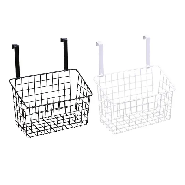 Grid Storage Baskets with Hooks Over Cabinet Door Organizer Wire