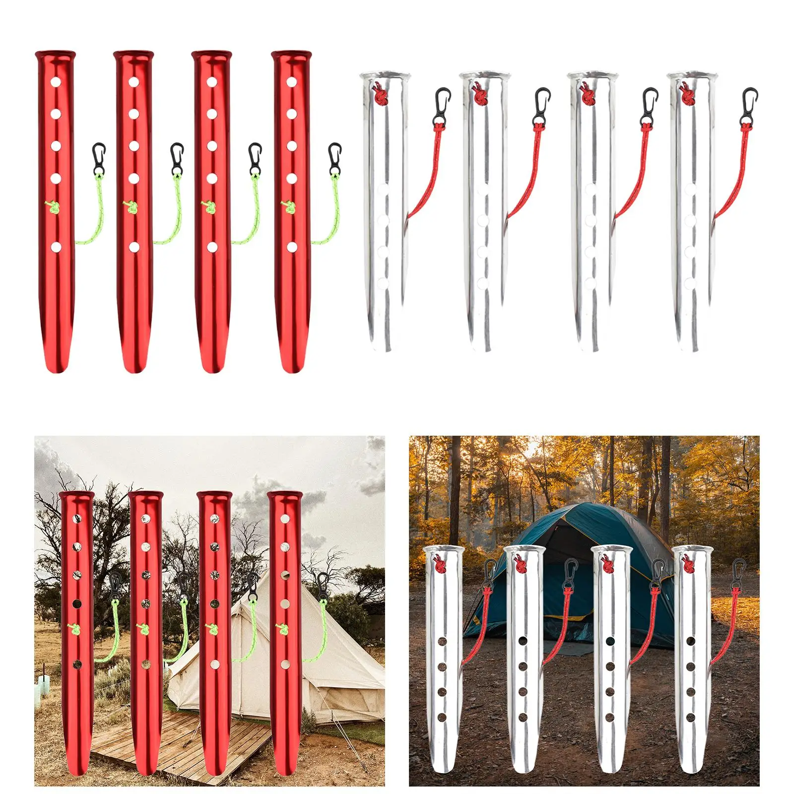 4Pcs Aluminum Alloy Camping Stakes Snow Peg Ground Anchor Accessories Tent Pegs for Gardening Outdoor Backpacking Rain Tarps