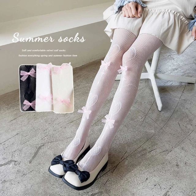 Japanese Bowknot Calf Stockings Tights Female Hollow Breathable Socks  Summer Skirt Bottoming Stockings Woman - AliExpress
