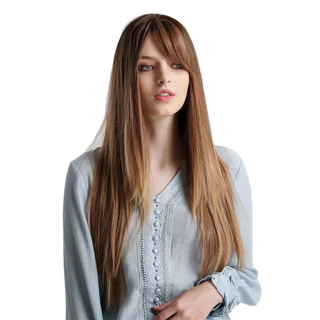 26inch Womens Resist Long Straight Layered Side Part Wigs for Daily Party