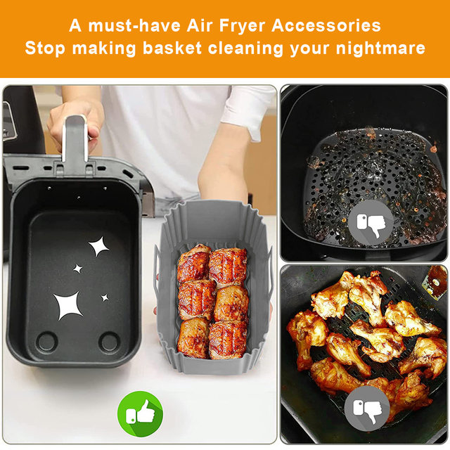 Silicona Air Fryer Basket Liners rectangular Pot Air Fryer Basket  Accesorios - China Air Fryer silicona pot y silicona Liners rectángulo  precio