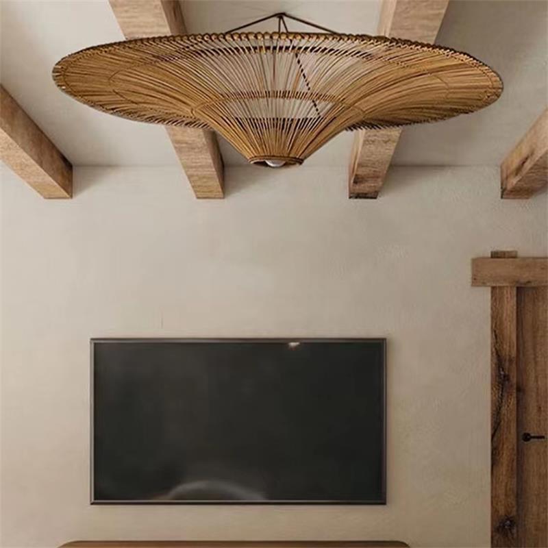 Description Picture 3 of itemNew Rattan Pendant Light Vintage Designer Luminaire Restaurant Dining Room Bar Light Fixtures Retro Home Decor Modern Chandelier