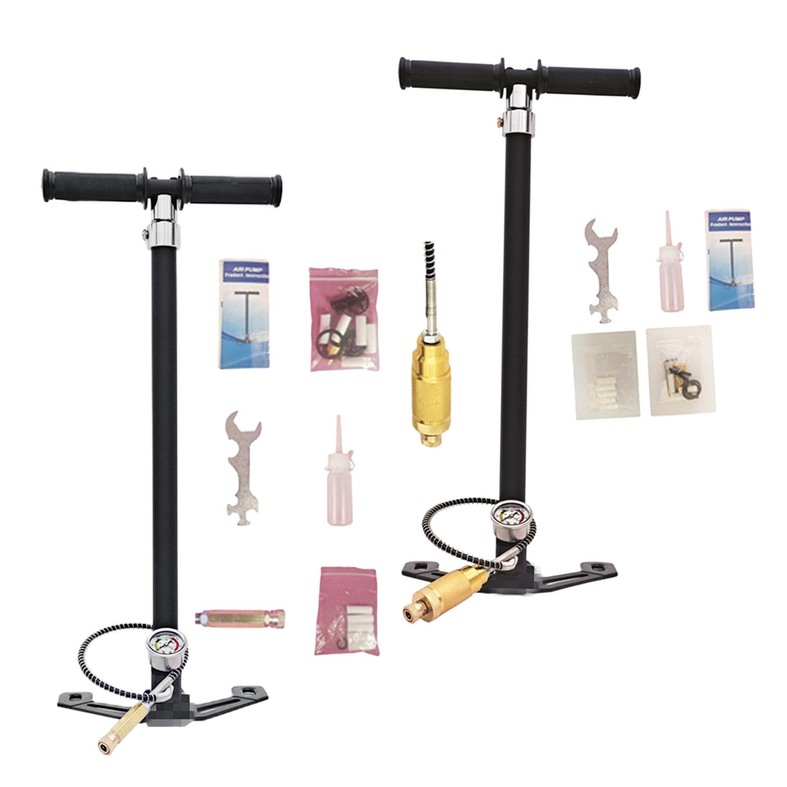 Portable High Pressure Shock Pump with Gauge T-Handle Design Bike Pump Aluminum Alloy Adaptor Manometer Shock Pump Pcp for Bike