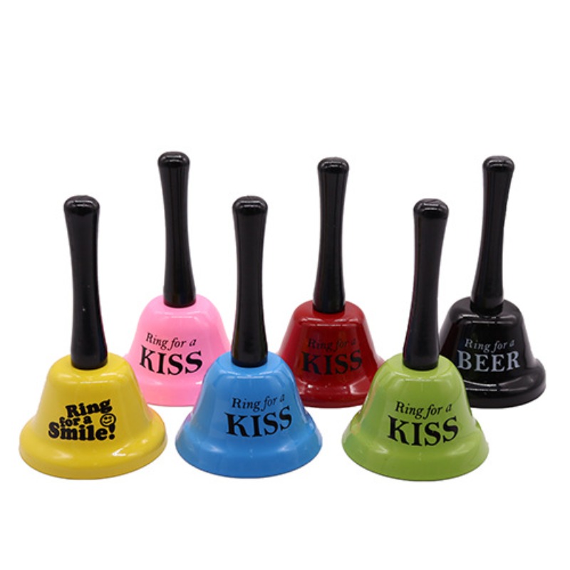 Description Picture 3 of itemFunny Valentine's Bell Drink Party Toy Bell Joke Christmas Metal Hand Cranked Bell Color Kiss Smile Beer for Bar Restaurant