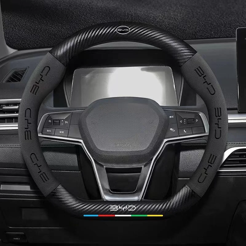 For BYD Atto 3 Atto 3 EV Yuan Plus 2022 2023 Microfiber Leather Sport D Shape Car Steering Wheel Cover Auto Accessories