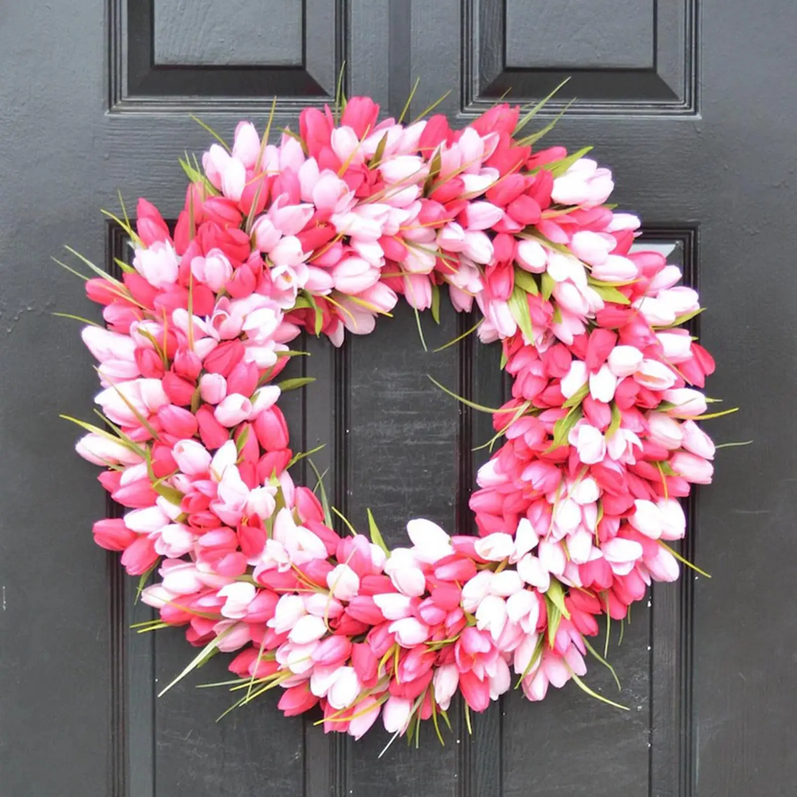 Tulips Wreath Artificial Flower Garland Front Door Window Hanging Easter Festival Indoor Summer Decoration