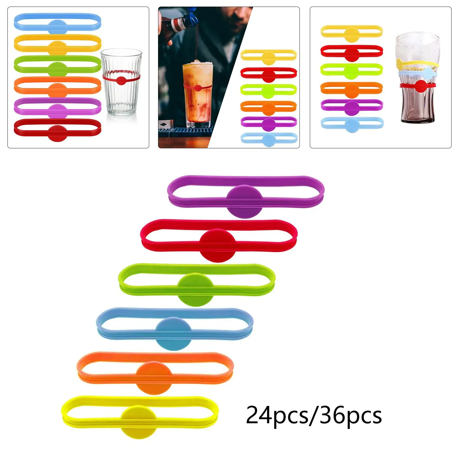 Wine Glass Marker Belts 24/36 Pcs Portable Accessory Durable Drink Labels for Birthday