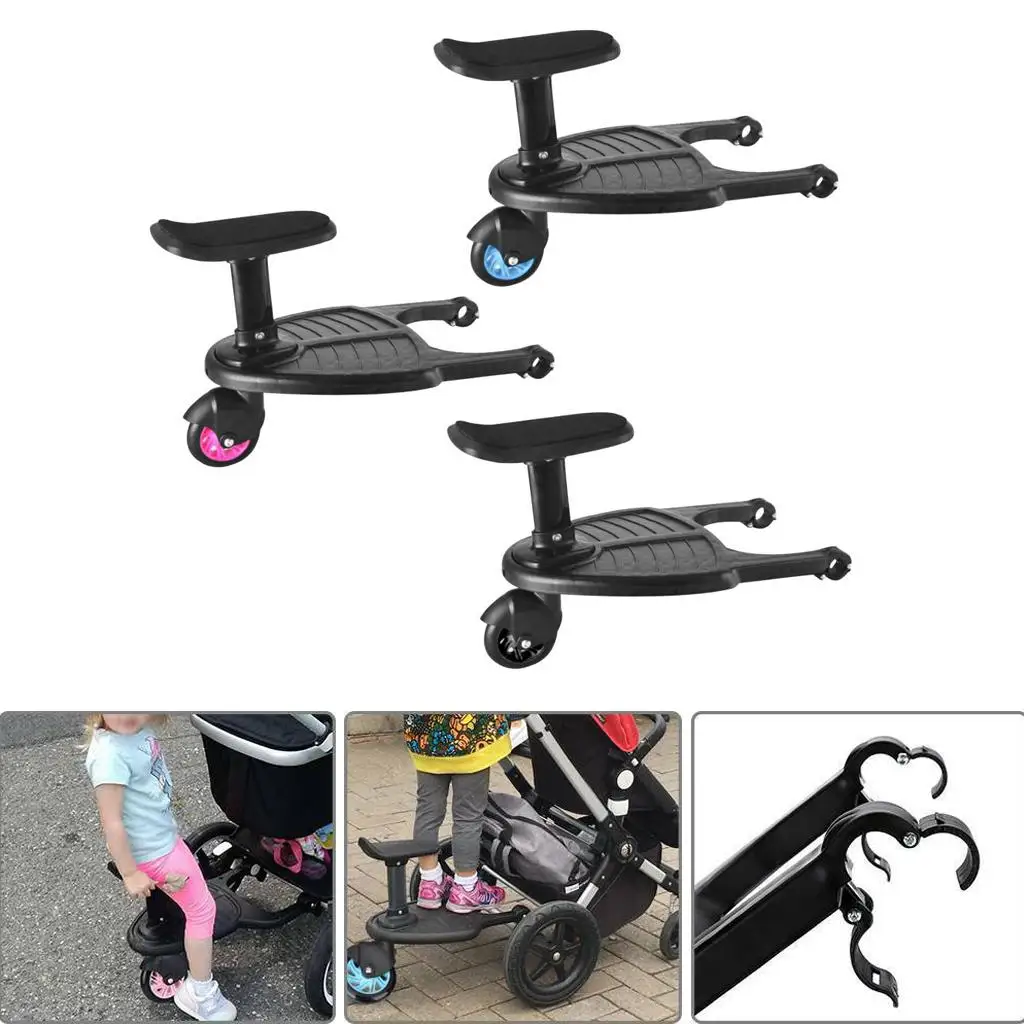 Buggy Stroller Step Board Stand Child Wheeled Pushchair Connector with Seat