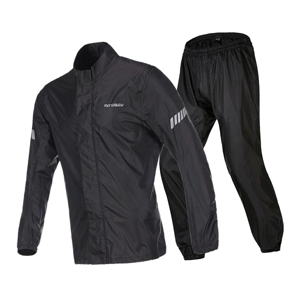 Black Outdoor Rain Suit Jacket & Trouser Waterproof Windproof Lightweight