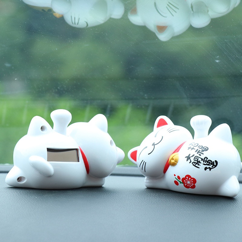 Car Ornament Sleeping Lazy Cat Solar Decoration Creative Auto Cartoon Lucky DollCar Interior Styling