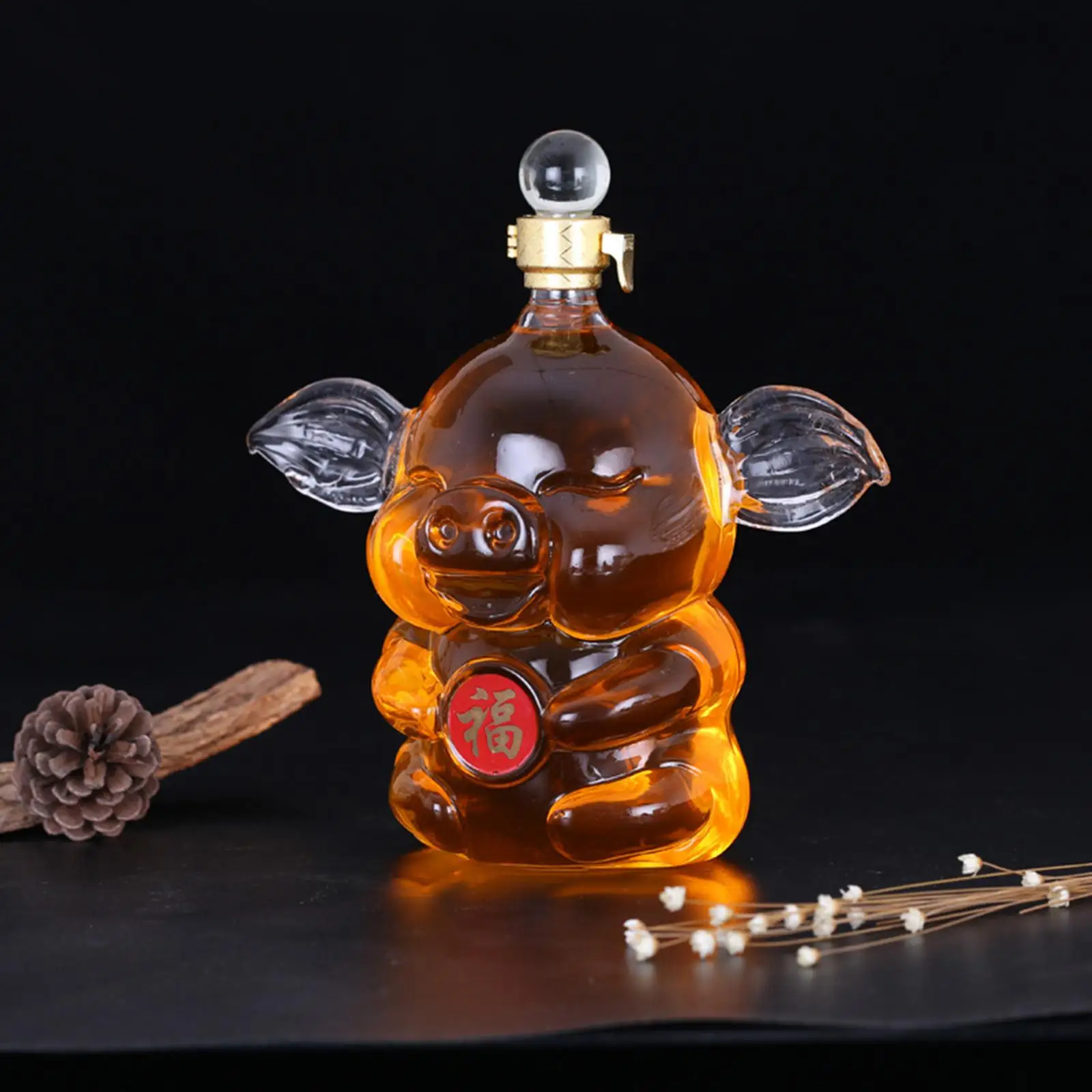 1 Piece Decanter Glass 1L Liquor Leads Entertaining Novelty Rum Barware Cute Pig Shaped for Home Dining Father